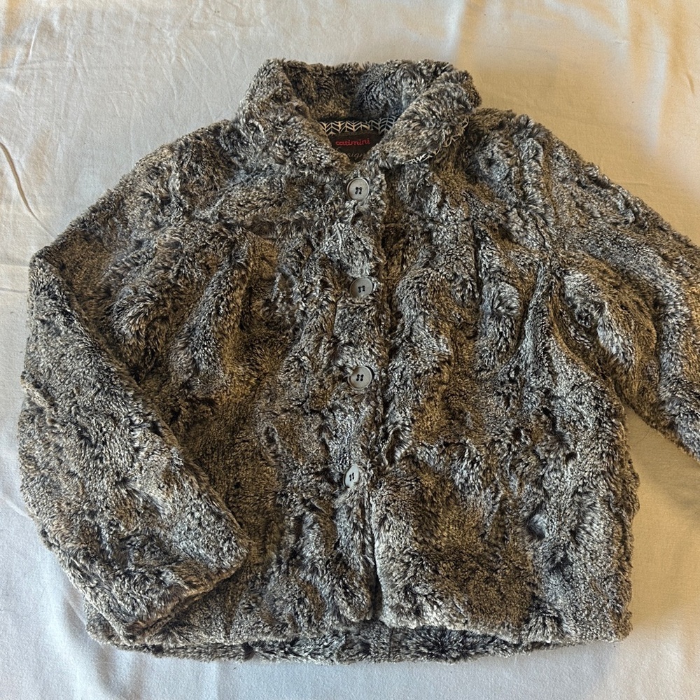 βοΈ Catimini - NWOT - Faux Fur Kids Jacket in Gray